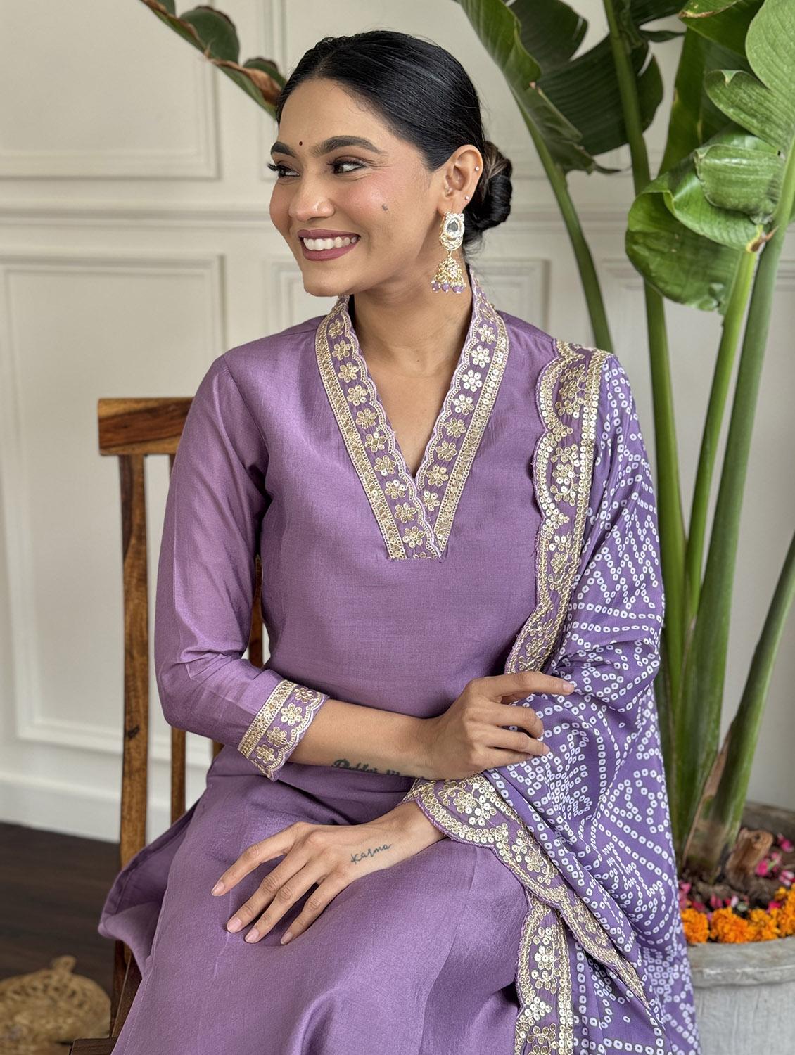 women embroidered three quarter sleeve kurta pant with dupatta set - 22024867 - Standard Image - 3