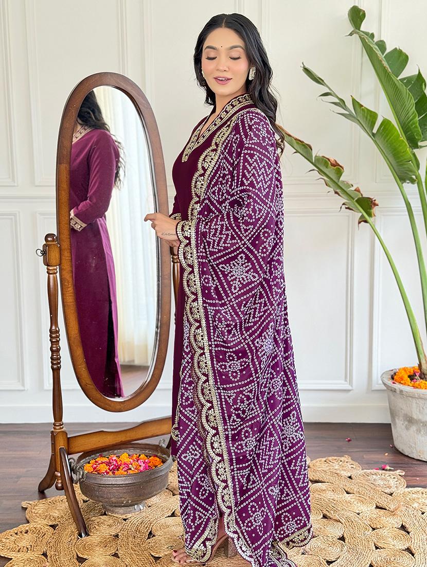 women embroidered three quarter sleeve kurta pant with dupatta set - 22024868 - Standard Image - 3