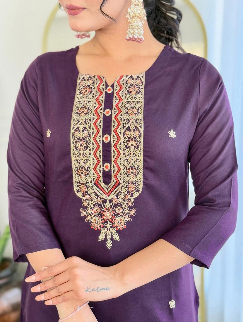 women embroidered three quarter sleeve kurta pant with dupatta set - 22024876 - Standard Image - 5