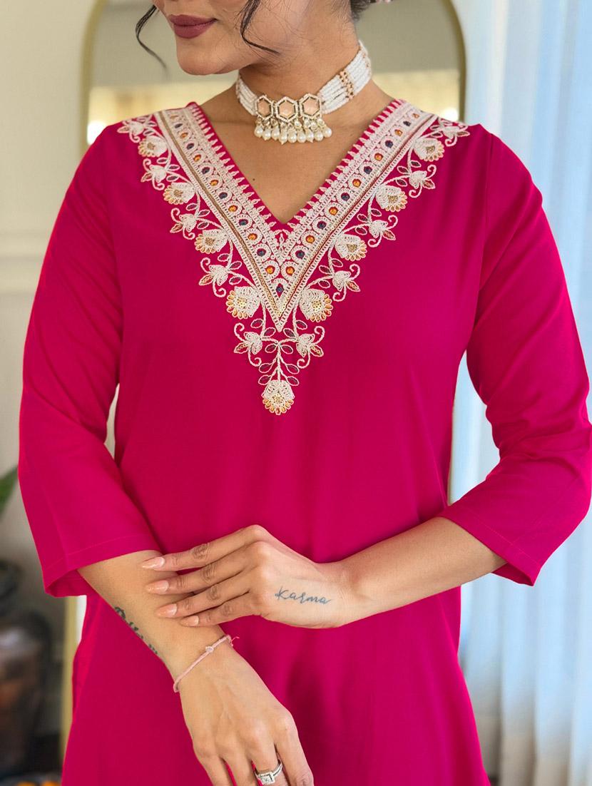 women embroidered three quarter sleeve kurta pant with dupatta set - 22024877 - Standard Image - 5