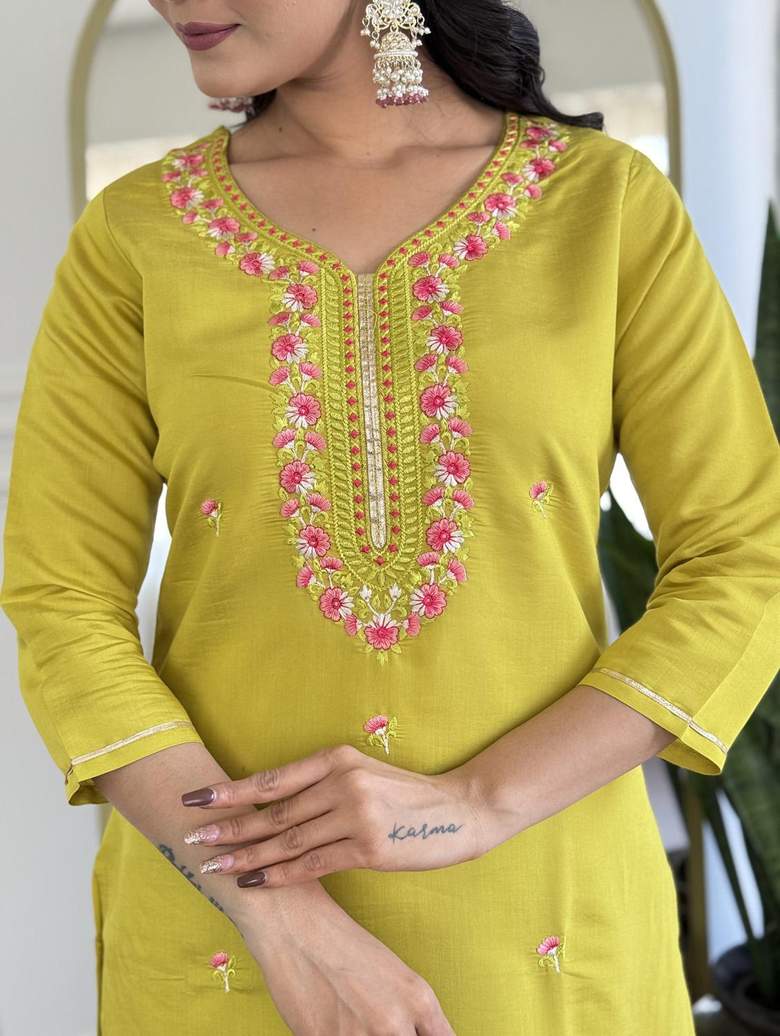 women embroidered three quarter sleeve kurta pant with dupatta set - 22024888 - Standard Image - 5