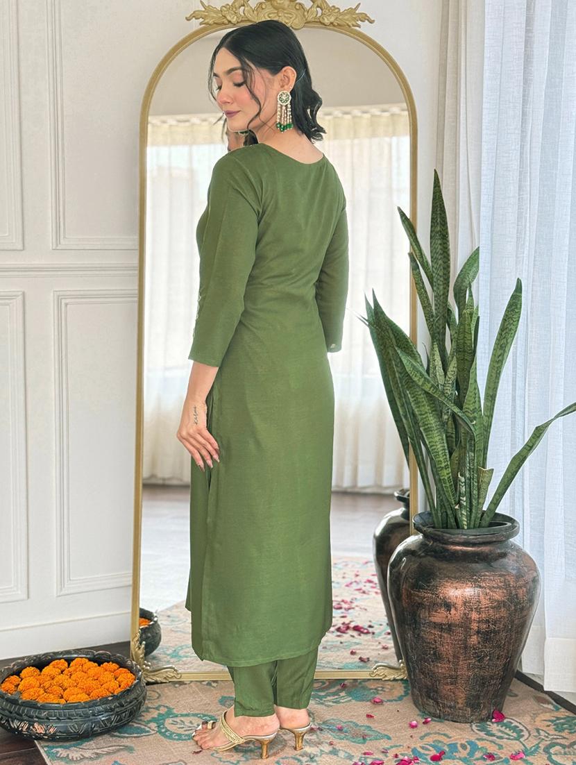 women embroidered three quarter sleeve kurta pant with dupatta set - 22024889 - Standard Image - 3