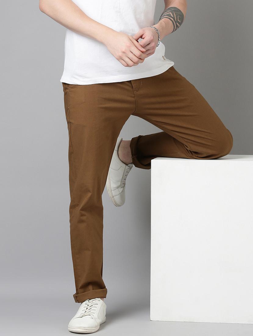 men solid mid rise relaxed chinos