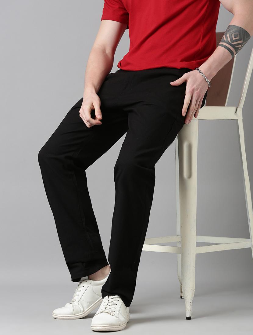 men solid mid rise relaxed chinos