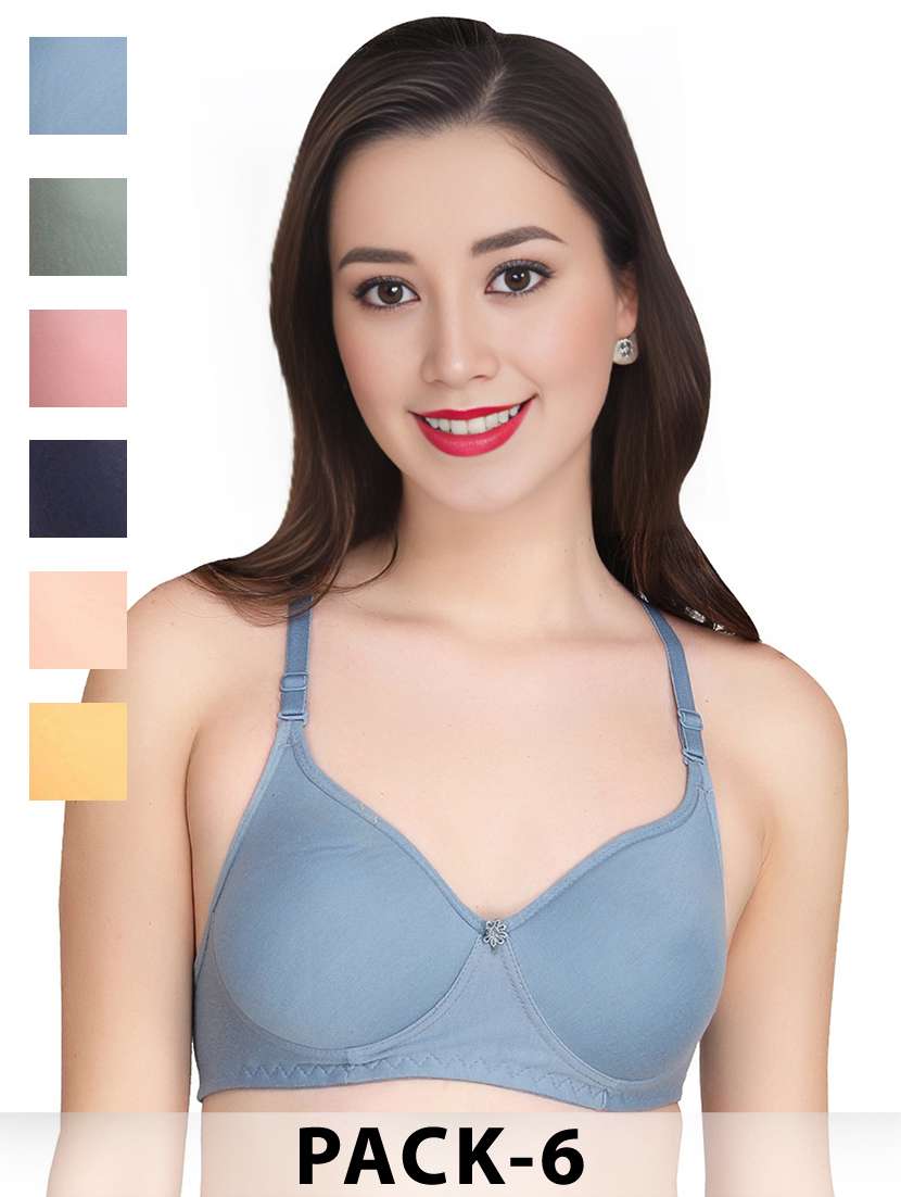 women pack of 6 solid non wired bra - 22024912 - Zoom Image - 0