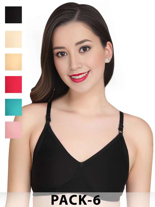 black cotton combos bra - 22024964 -  Standard Image - 0