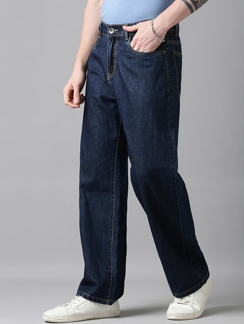 men plain mid rise baggy jeans - 22025018 - Standard Image - 3