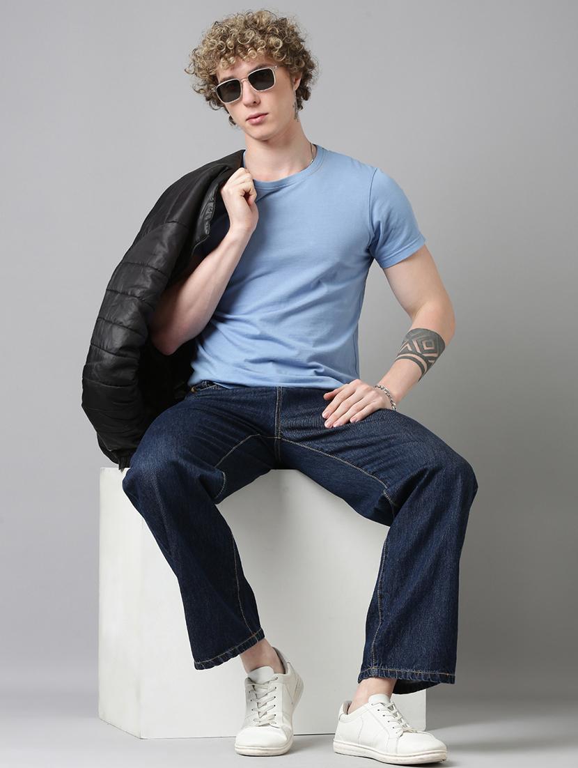 men plain mid rise baggy jeans - 22025018 - Standard Image - 5
