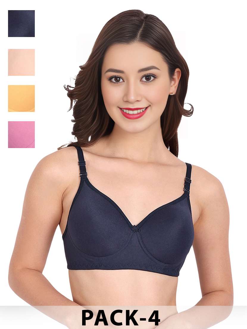women pack of 4 solid non wired t-shirt bra