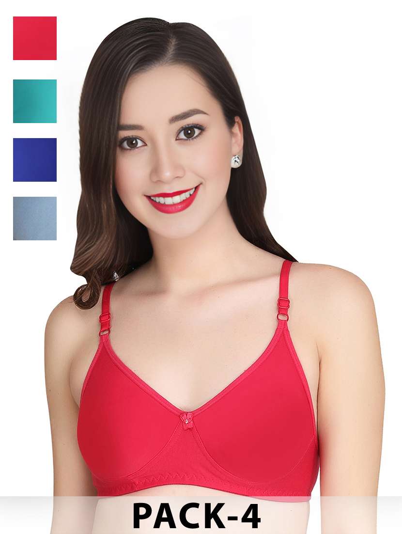 women pack of 4 solid non wired t-shirt bra