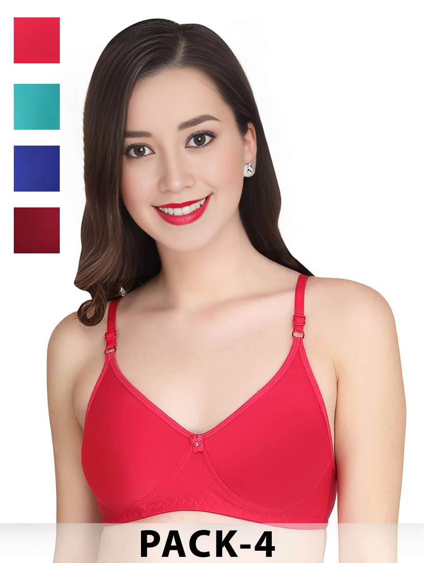 women pack of 4 solid non wired t-shirt bra