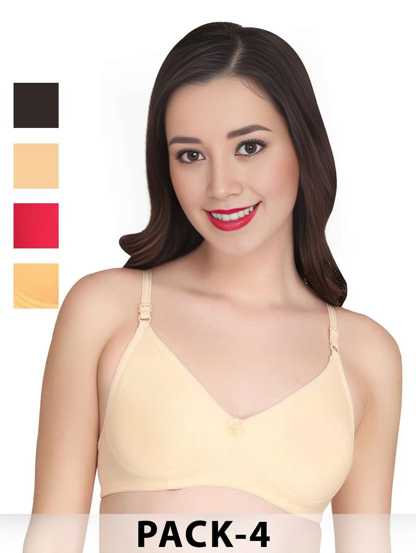 women pack of 4 solid non wired t-shirt bra