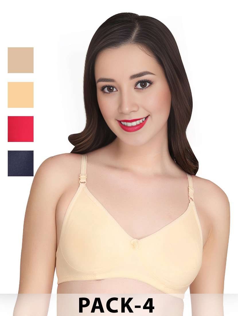 women pack of 4 solid non wired t-shirt bra