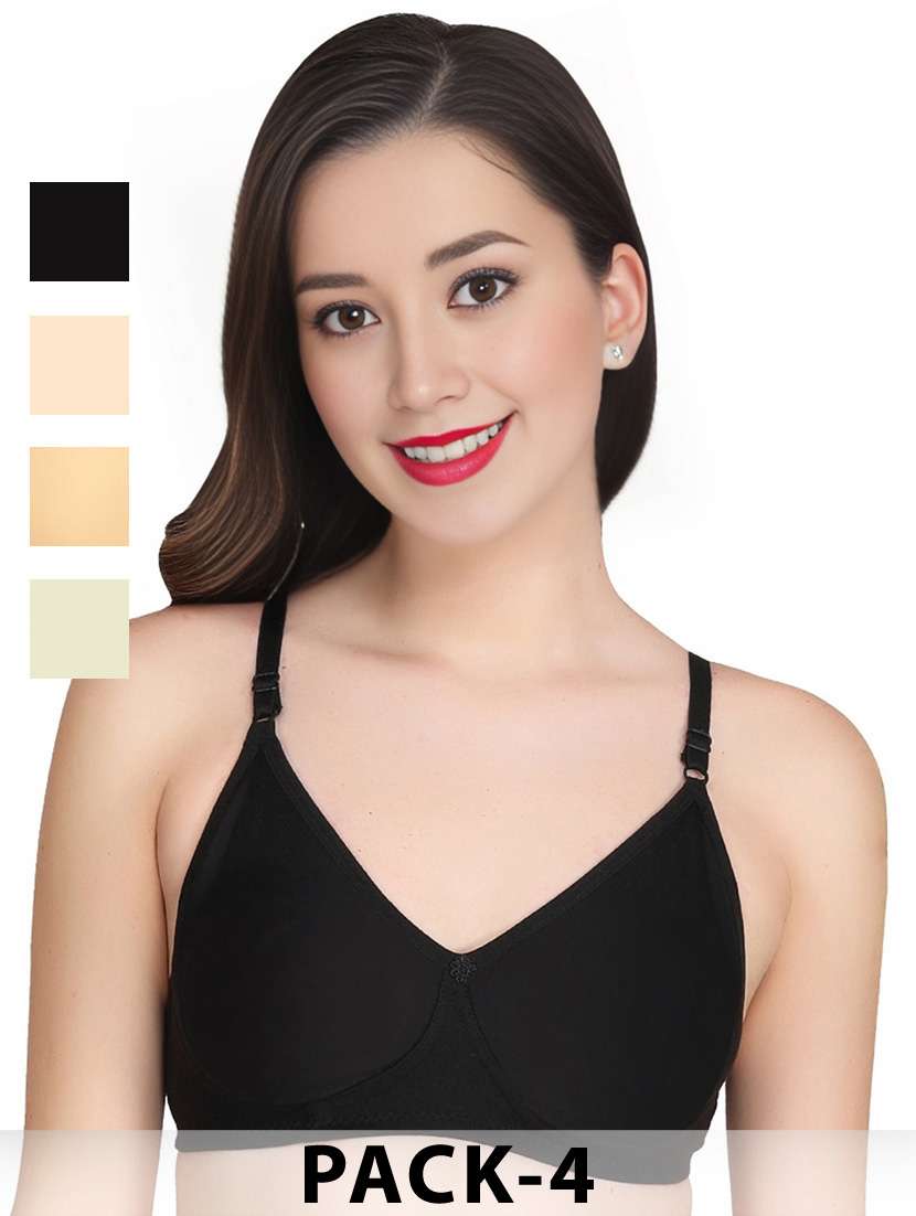 women pack of 4 solid non wired t-shirt bra