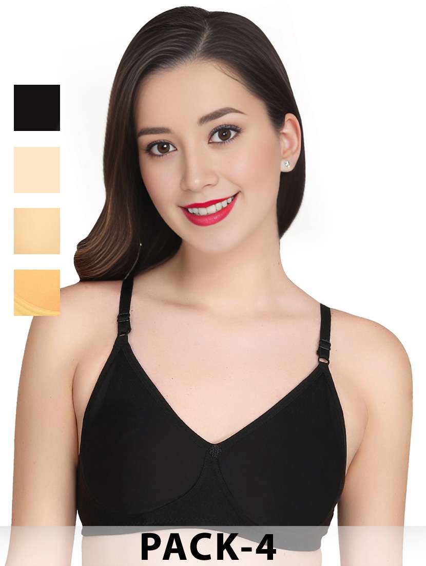 women pack of 4 solid non wired t-shirt bra