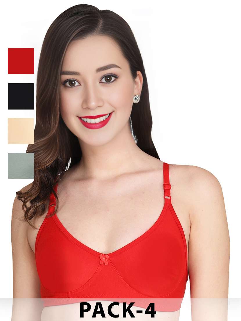 women pack of 4 solid non wired t-shirt bra