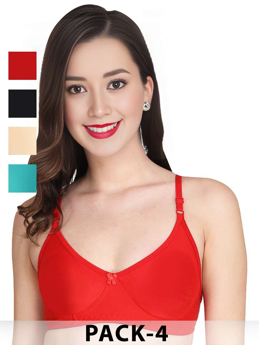 women pack of 4 solid non wired t-shirt bra