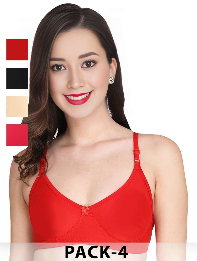 women pack of 4 solid non wired t-shirt bra