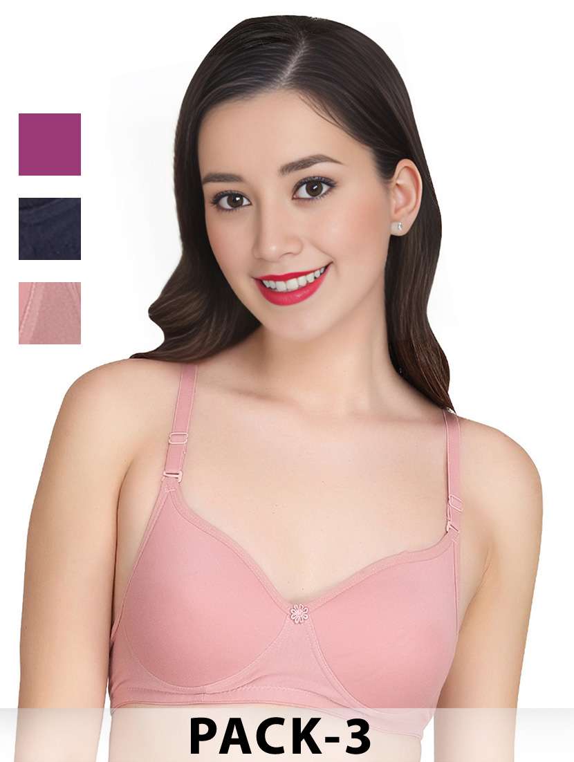 women pack of 3 solid non wired t-shirt bra