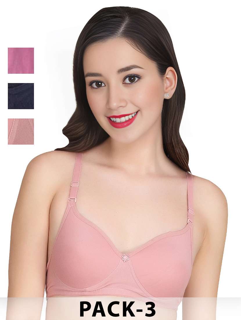 women pack of 3 solid non wired t-shirt bra