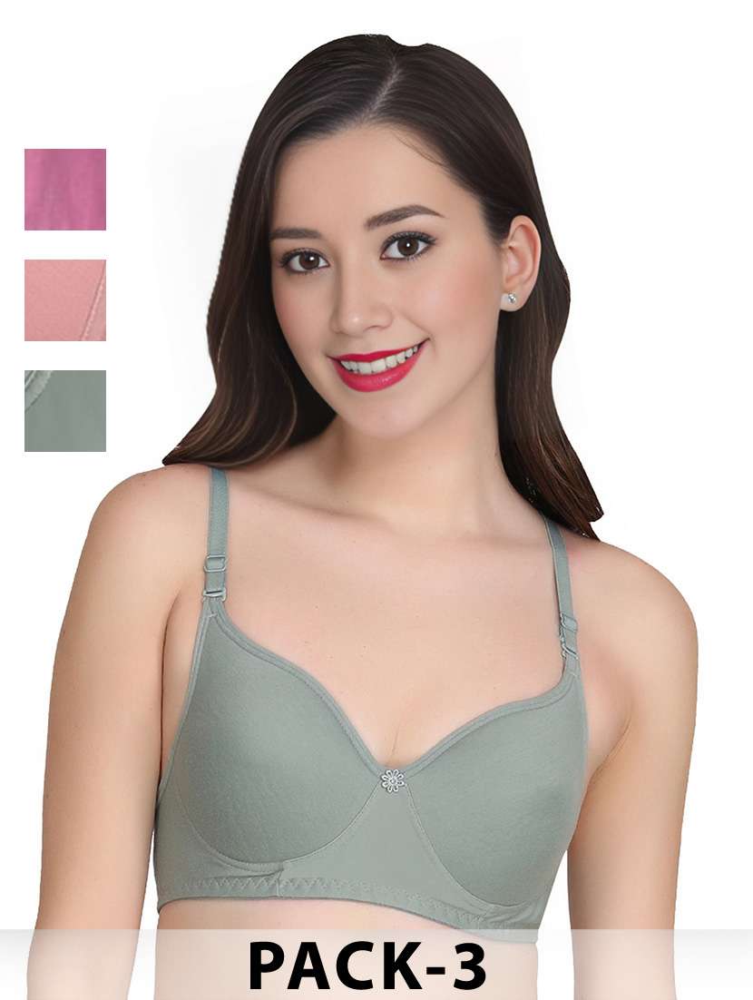 women pack of 3 solid non wired t-shirt bra