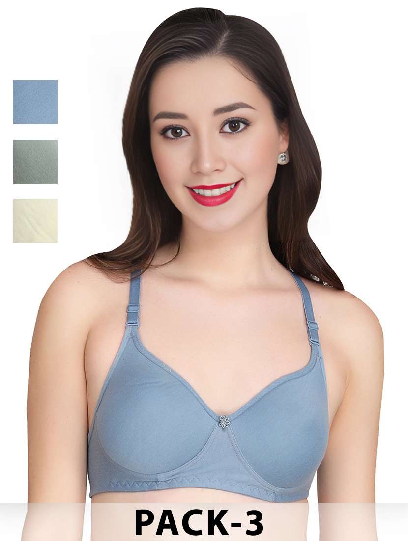 women pack of 3 solid non wired t-shirt bra