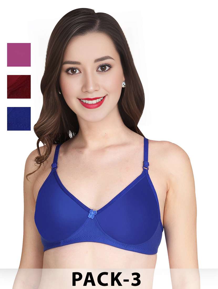 women pack of 3 solid non wired t-shirt bra