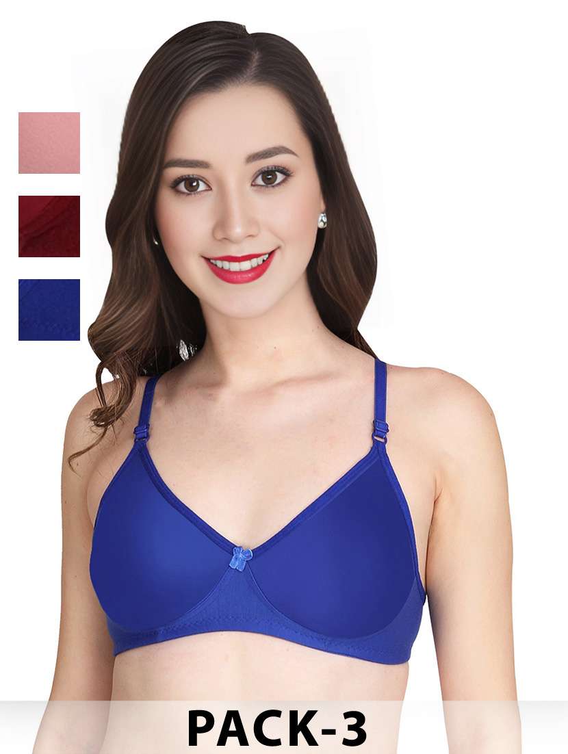 women pack of 3 solid non wired t-shirt bra