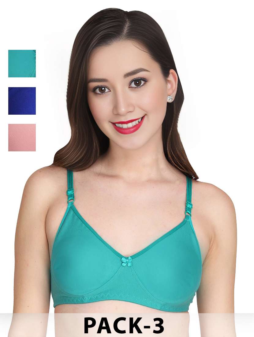 women pack of 3 solid non wired t-shirt bra