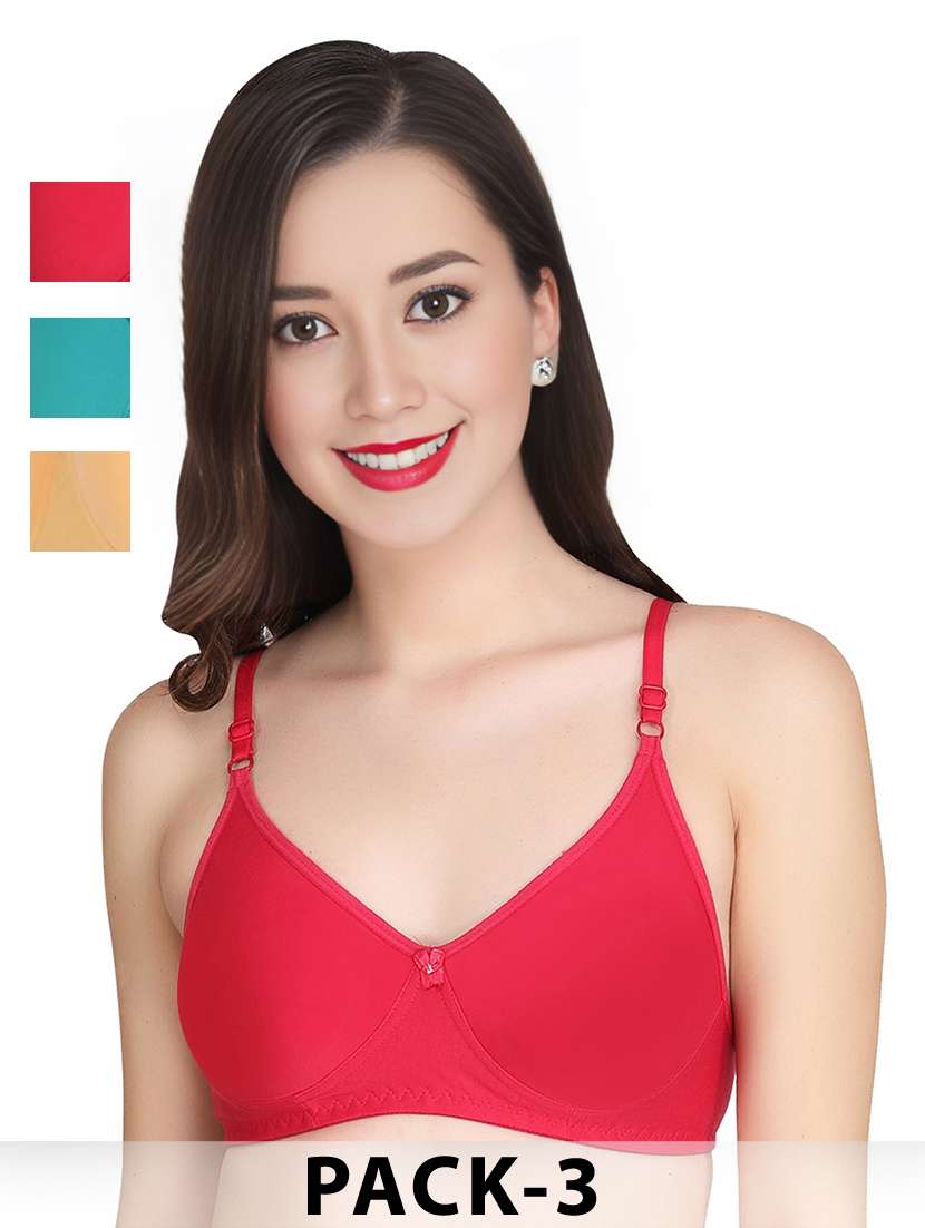 women pack of 3 solid non wired t-shirt bra