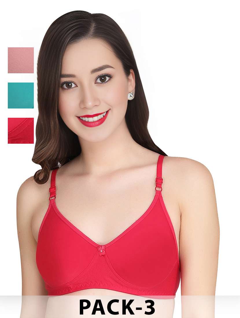 women pack of 3 solid non wired t-shirt bra