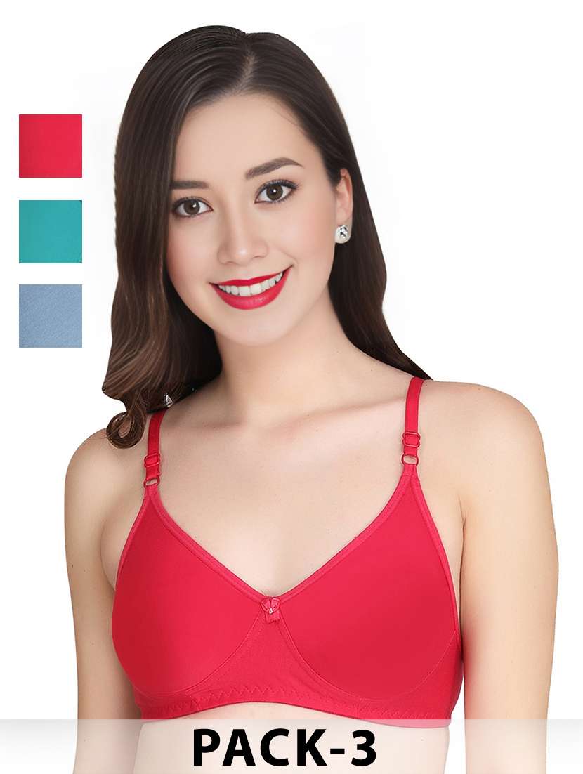 women pack of 3 solid non wired t-shirt bra