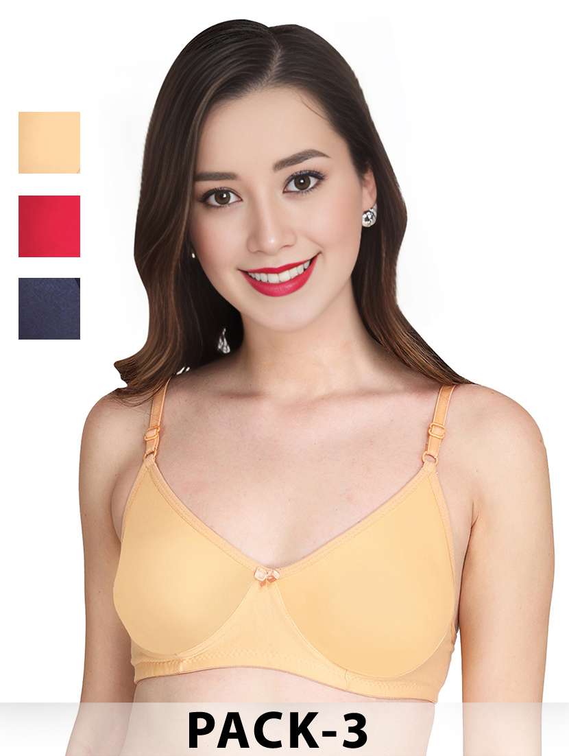 women pack of 3 solid non wired t-shirt bra