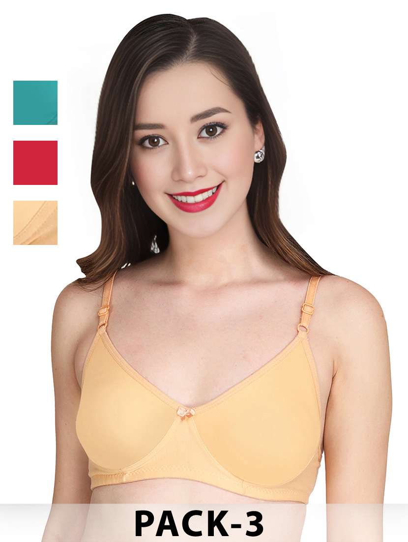 women pack of 3 solid non wired t-shirt bra