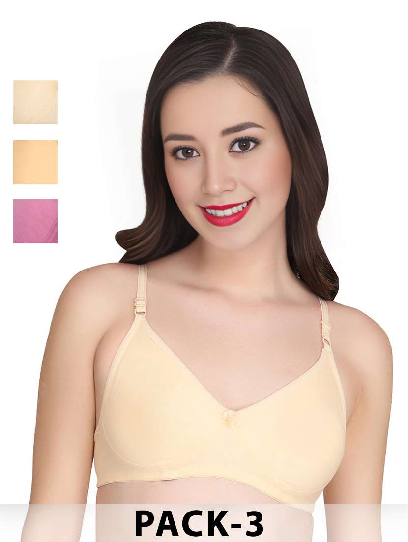 women pack of 3 solid non wired t-shirt bra
