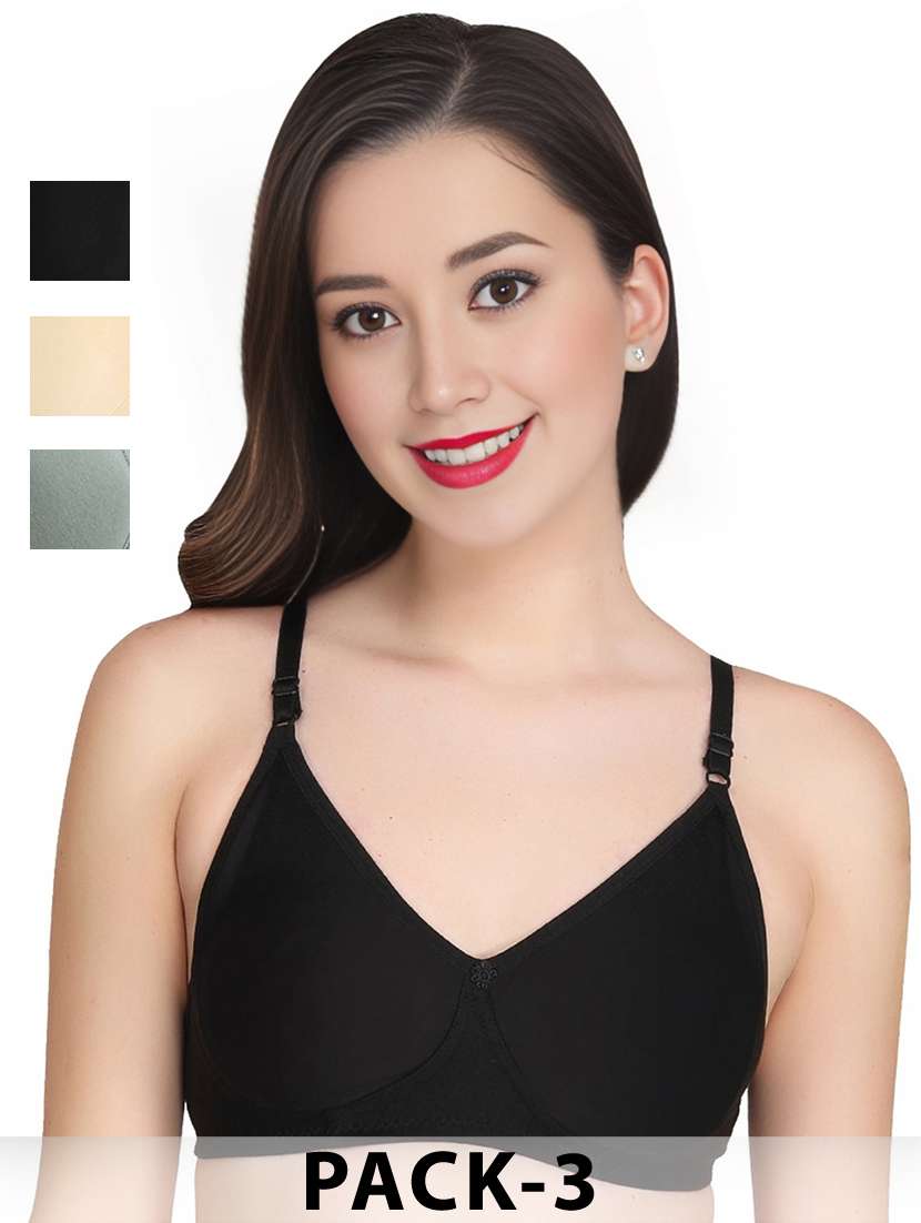 women pack of 3 solid non wired t-shirt bra