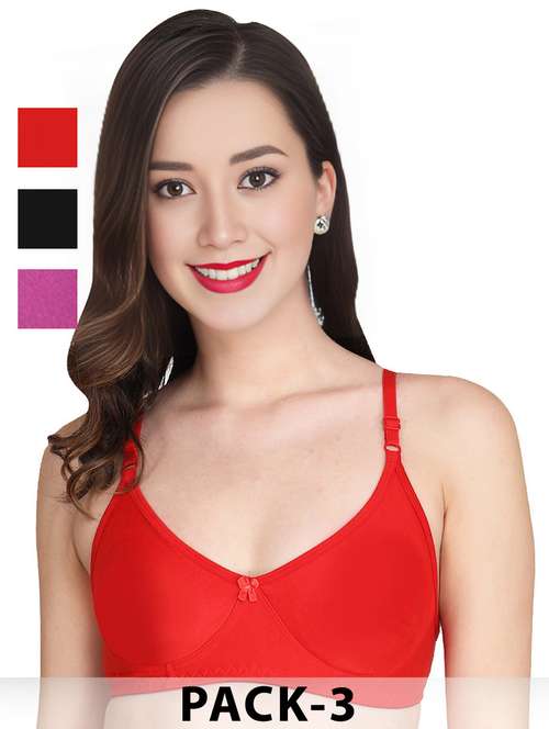 women pack of 3 solid non wired t-shirt bra - 22025287 -  Standard Image - 0