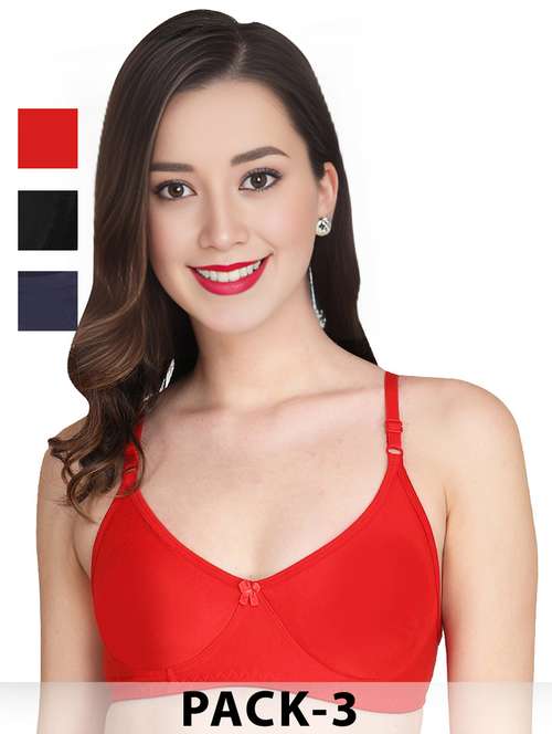 women pack of 3 solid non wired t-shirt bra - 22025291 -  Standard Image - 0