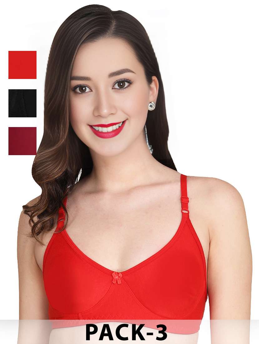 women pack of 3 solid non wired t-shirt bra