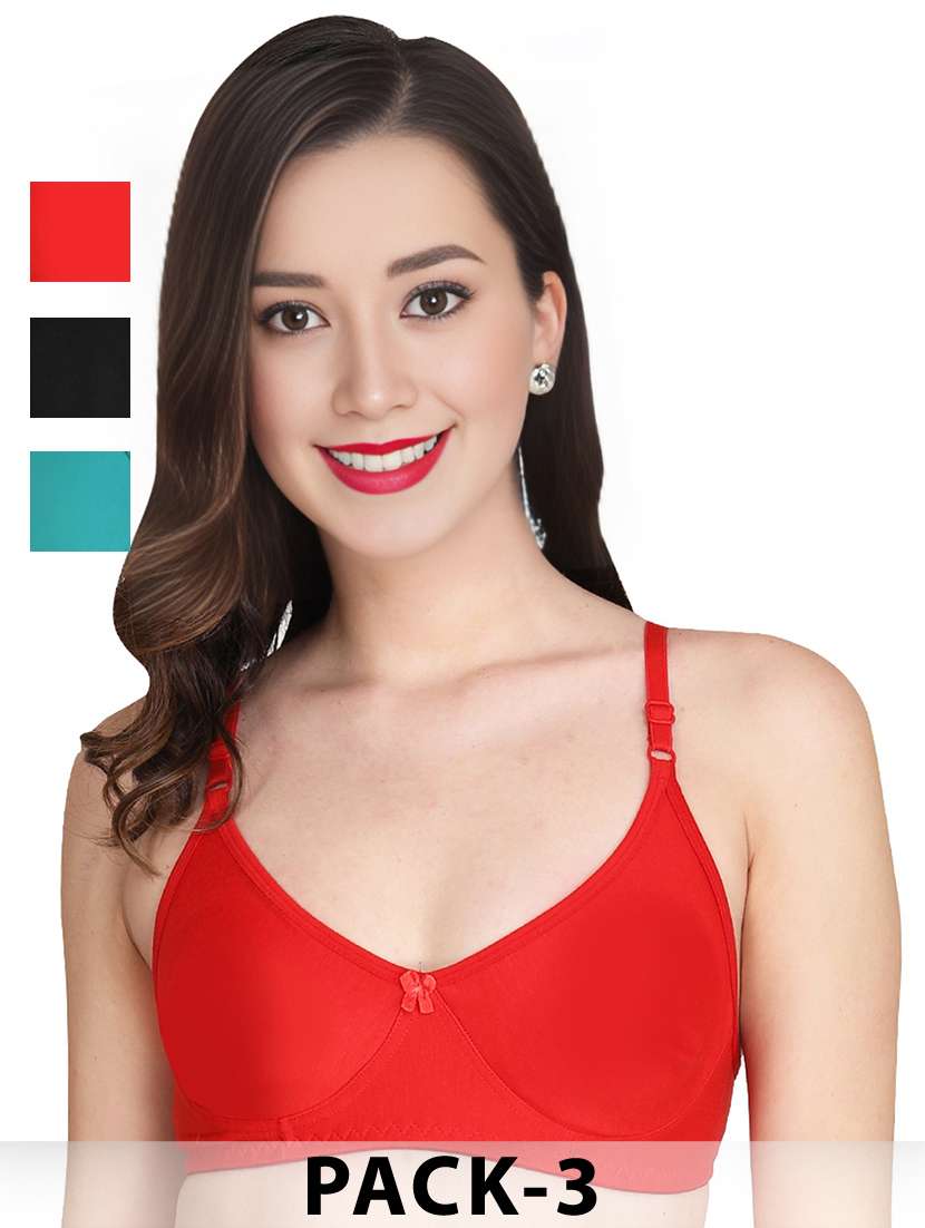 women pack of 3 solid non wired t-shirt bra
