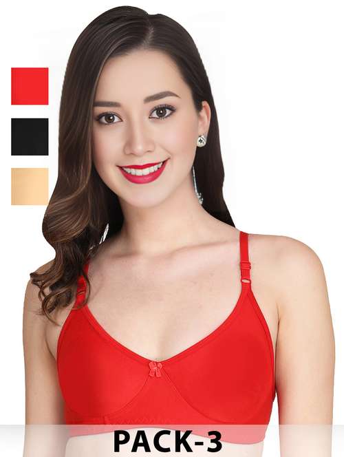 women pack of 3 solid non wired t-shirt bra - 22025299 -  Standard Image - 0