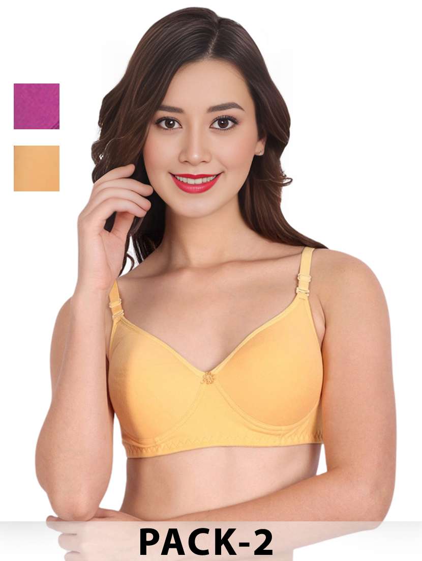 women pack of 2 solid non wired t-shirt bra