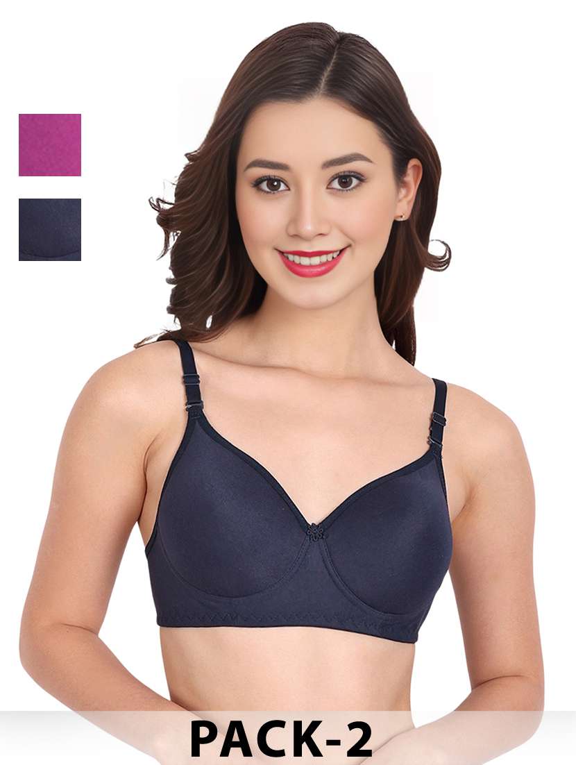 women pack of 2 solid non wired t-shirt bra