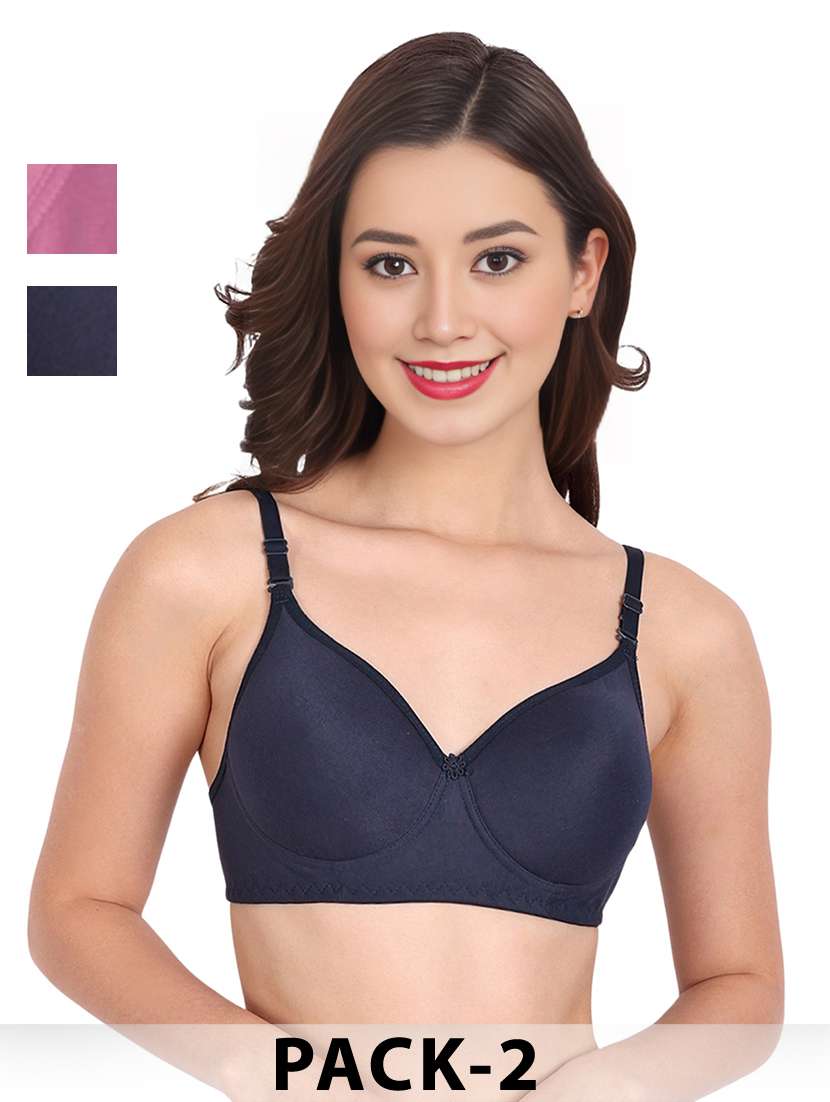 women pack of 2 solid non wired t-shirt bra