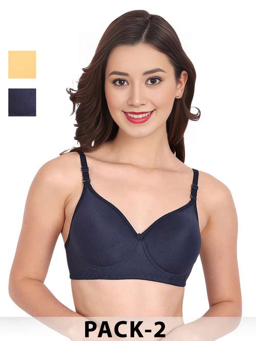 women pack of 2 solid non wired t-shirt bra - 22025314 -  Standard Image - 0