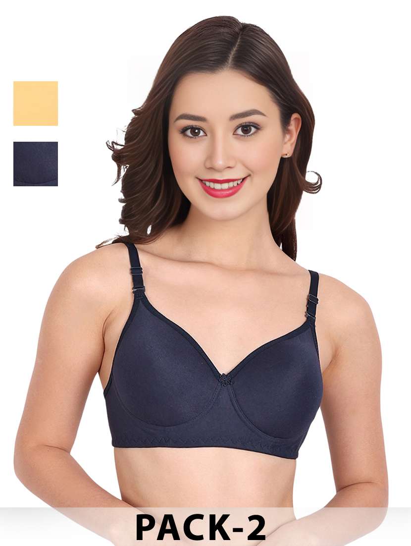 women pack of 2 solid non wired t-shirt bra