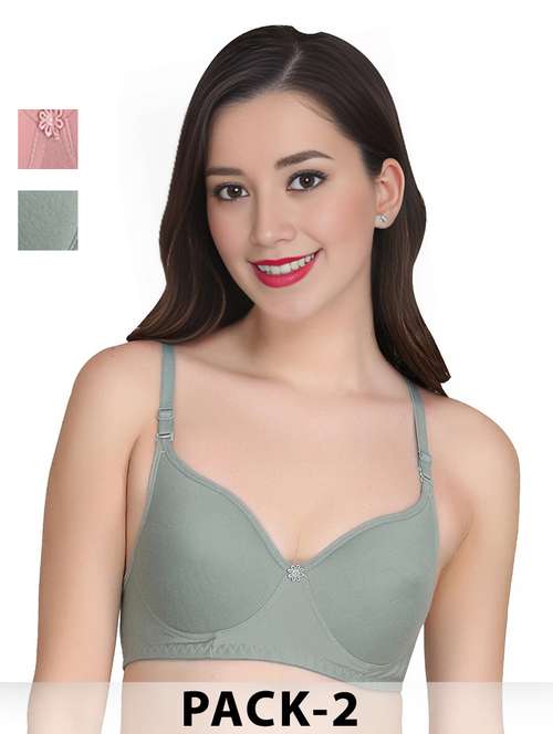 women pack of 2 solid non wired t-shirt bra - 22025328 -  Standard Image - 0
