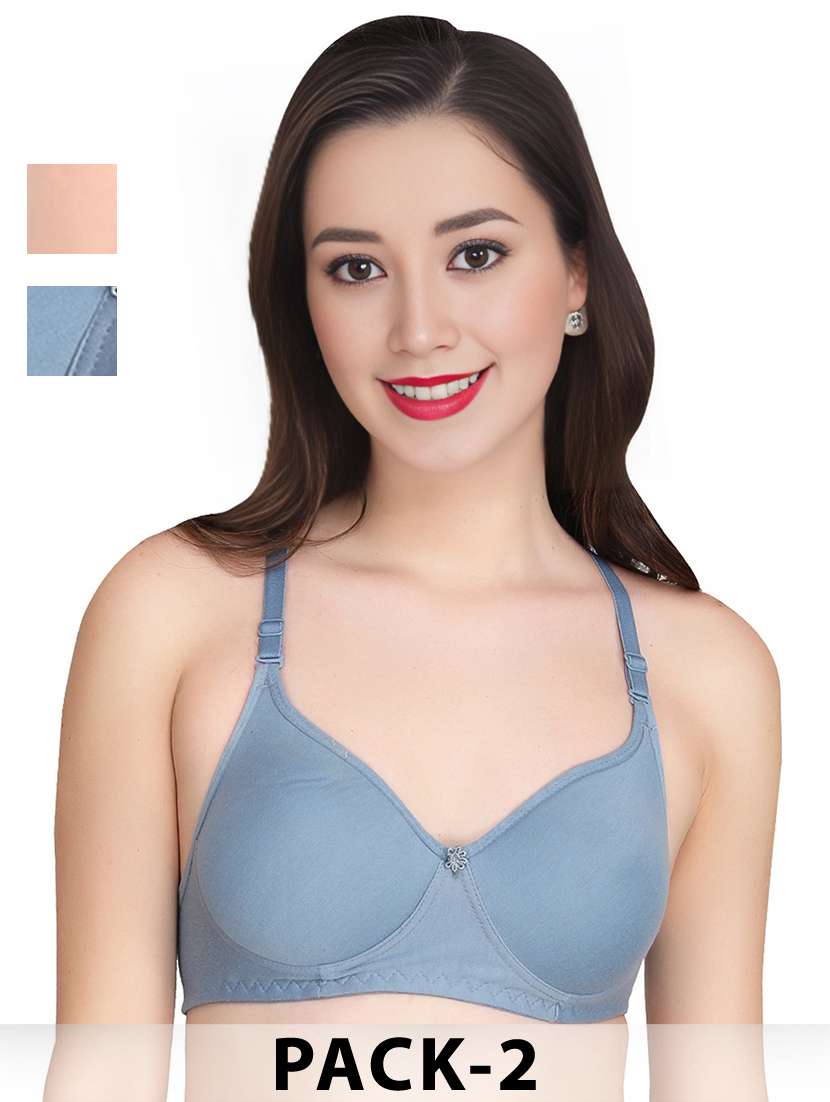 women pack of 2 solid non wired t-shirt bra