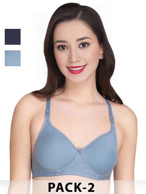 women pack of 2 solid non wired t-shirt bra - 22025334 -  Standard Image - 0