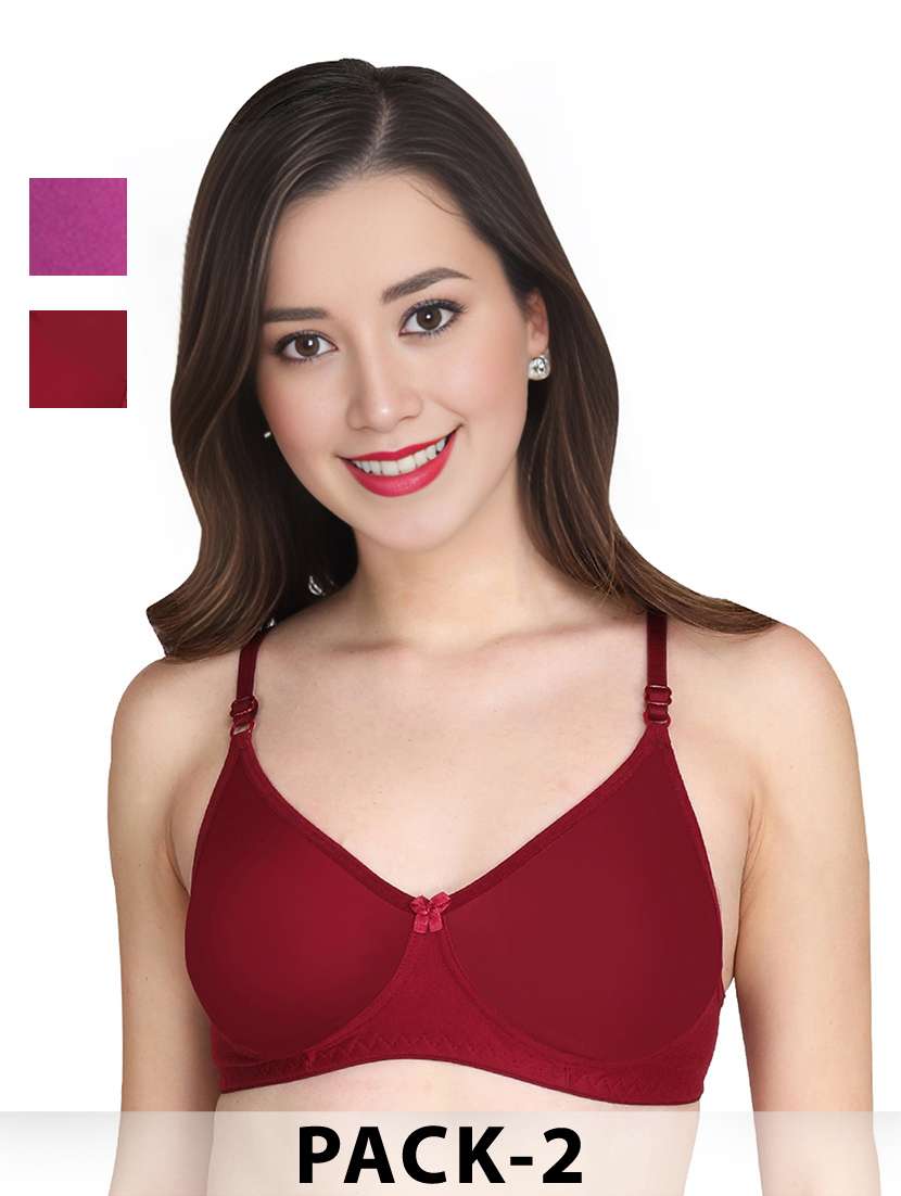 women pack of 2 solid non wired t-shirt bra